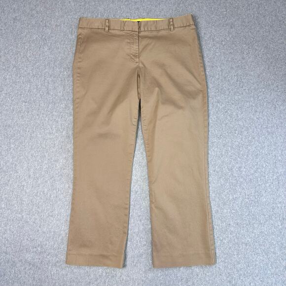 J.Crew Stretch City Fit Pants WMNS 10 Tan Mid Rise Wide Leg Trouser Cotton Blend - Picture 1 of 8